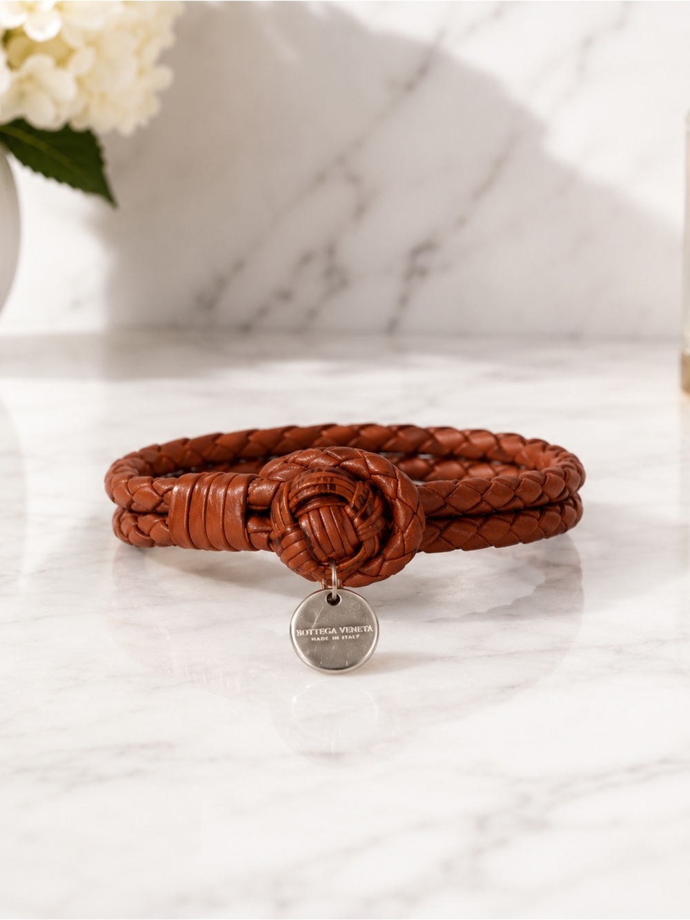 Bottega Veneta Intrecciato Brown Braided Leather Bracelet 6.5” Full Inclusion